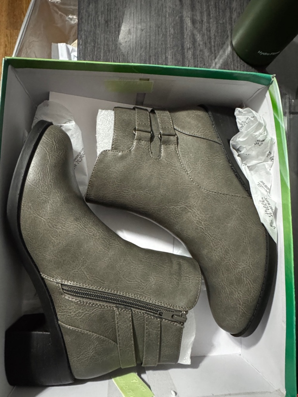 easy street Olive Green Ankle Boots Booties
